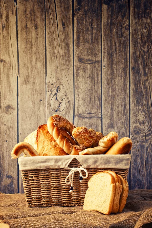 Bread rolls in basket stock photo. Image of breakfast 11996894