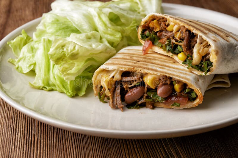 Delicious Burrito on the Plate Stock Photo Image of delicious, dish