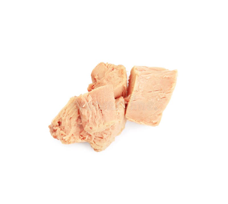 Delicious Canned Tuna Chunks Isolated on White Stock Image Image of