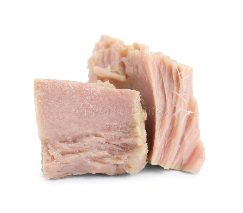 Delicious Canned Tuna Chunks Isolated on White Stock Image Image of