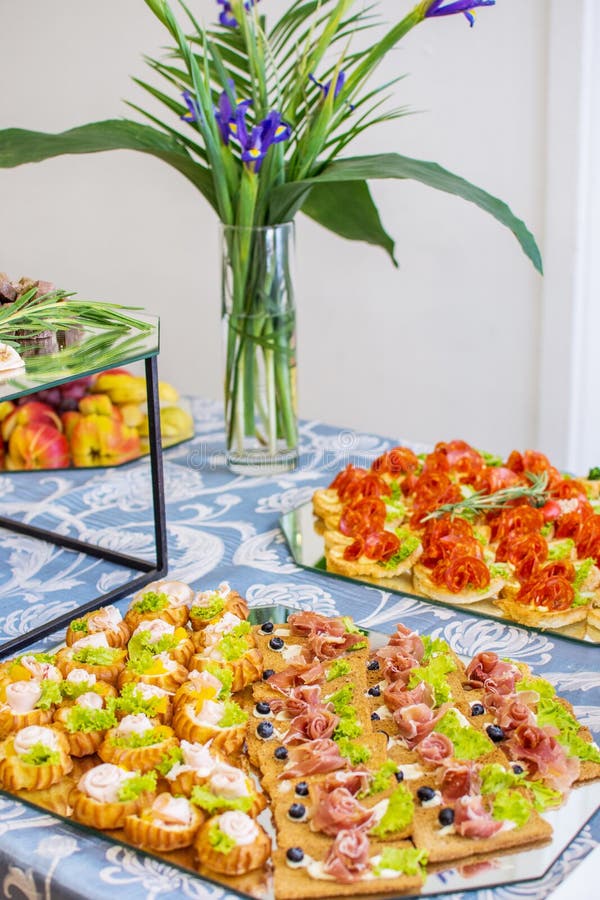 Delicious Catering Canapes on a Buffet Table Stock Photo Image of