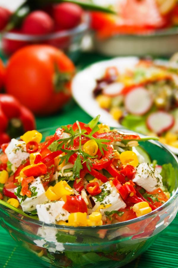 Delicious cheese salad royalty free stock photos