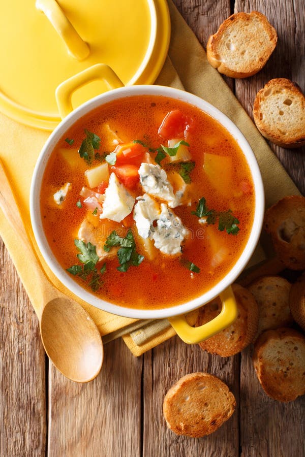Delicious Chicken Buffalo Soup with Tomatoes, Celery, Carrots an Stock ...