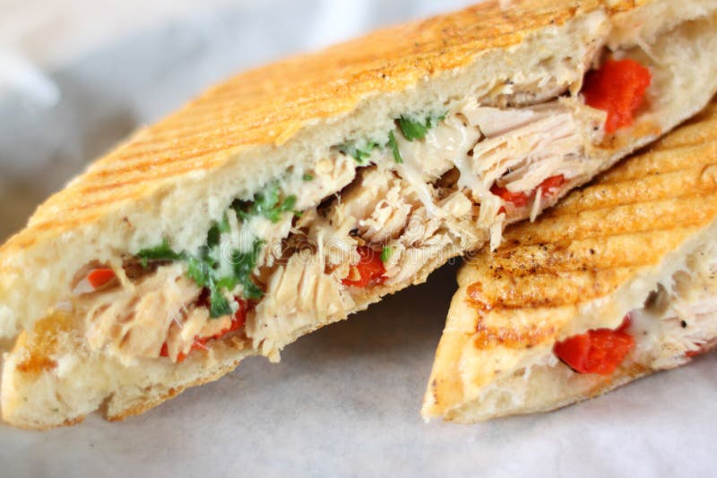 Delicious Chicken Panini Sandwich Stock Photo Image of crust, pepper