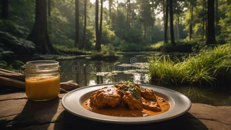 Delicious Chicken Tikka Masala från sjön stock illustrationer