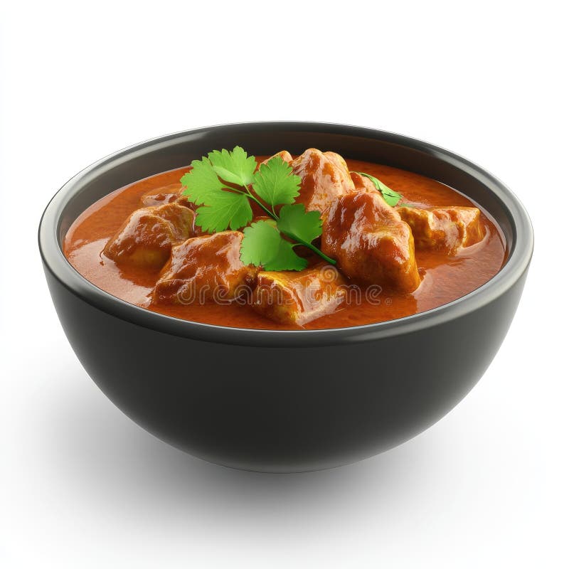 Delicious Chicken Tikka Masala i Black Bowl royaltyfri illustrationer
