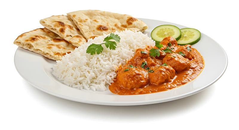 Delicious Chicken Tikka Masala med Rice och Naan royaltyfri illustrationer