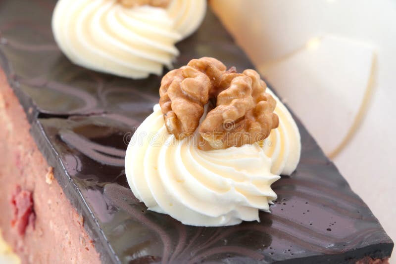 Delicious Chocolate Dessert with Walnut. Stock Image Image of dessert, food 252103615