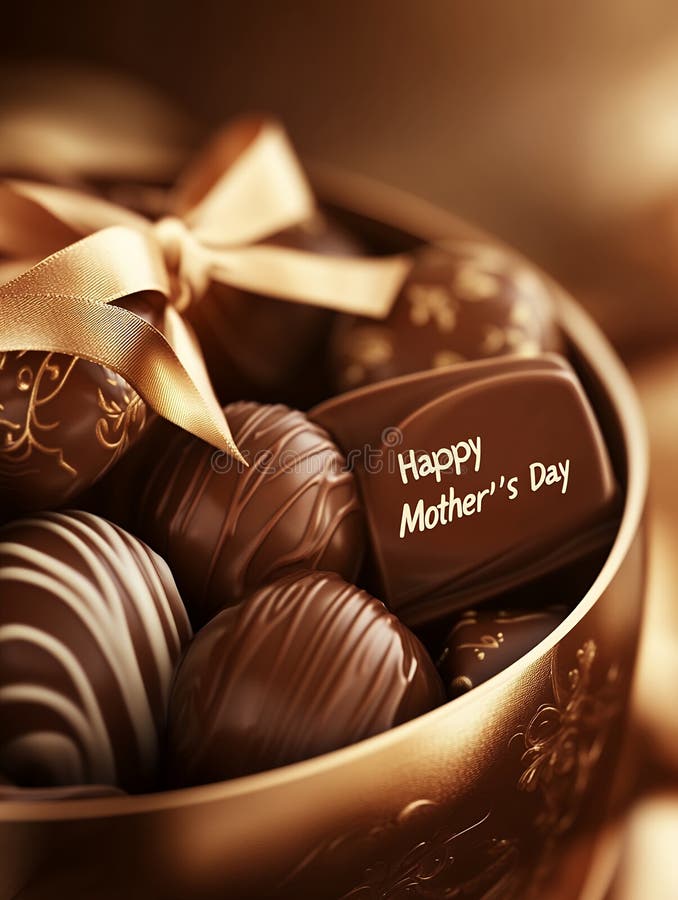 Delicious Chocolate Truffes Mothers Day Cadeau Box Sweet Traitements Luxe lait foncé nourriture or riche blanc illustration stock