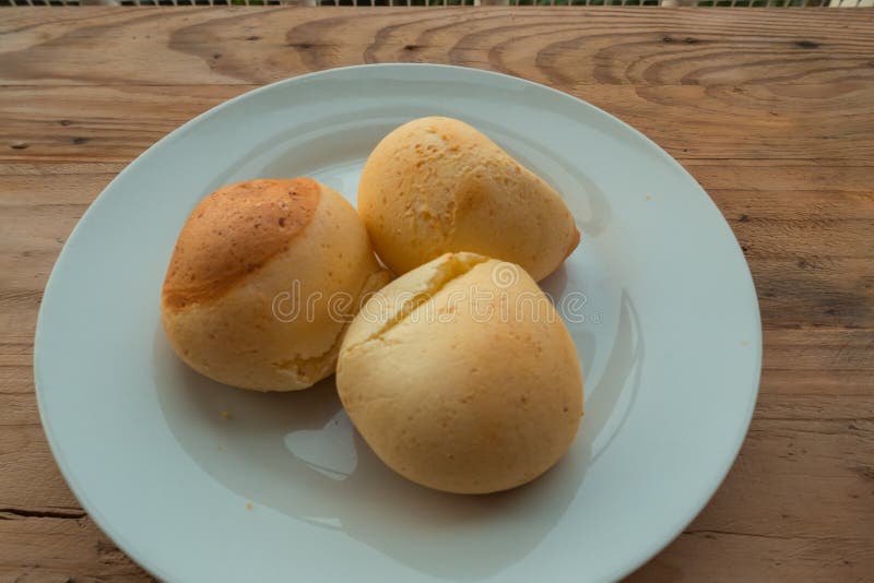 Delicious Colombian Pastries for Breakfast. Pandebono Stock Photo