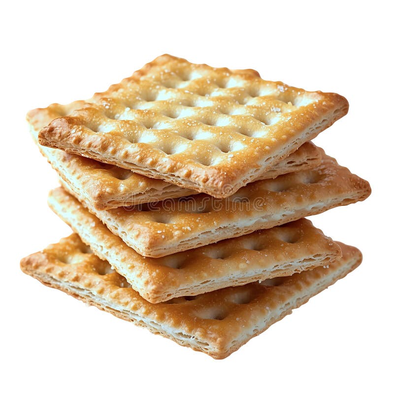 Delicious Crispy Salty Crackers Stack Food High Brown Wheat Grain stock illustration