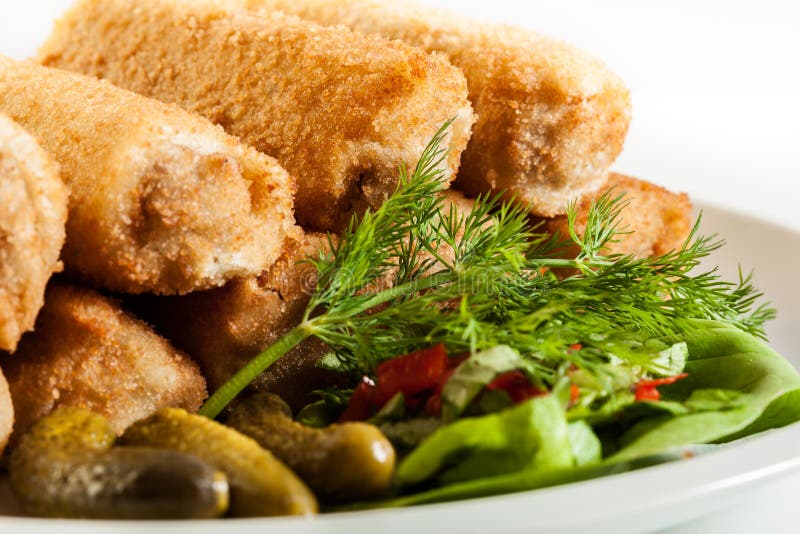 Delicious Croquettes with Meat and Salad Stock Image Image of cooking