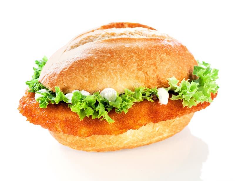 Delicious crusty fish burger or roll