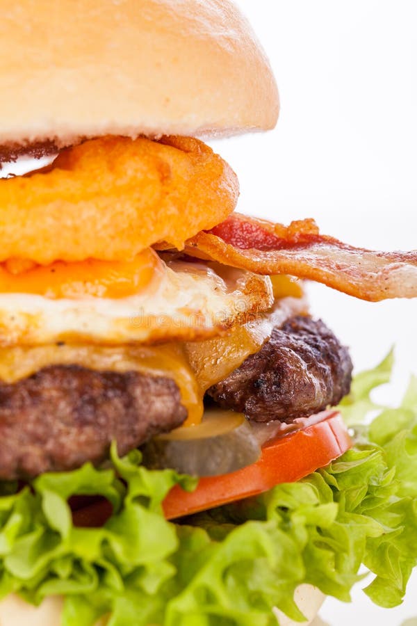 Delicious Egg and Bacon Cheeseburger Stock Photo - Image of fresh, full