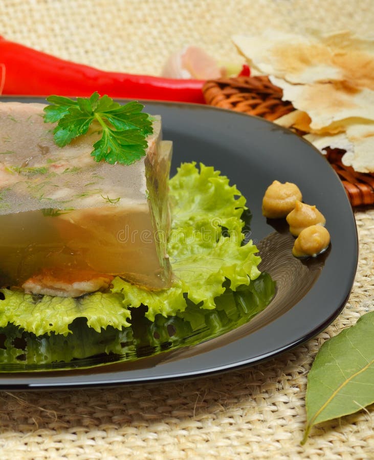 Fish aspic on plate stock image. Image of boiled, prepared 176984931