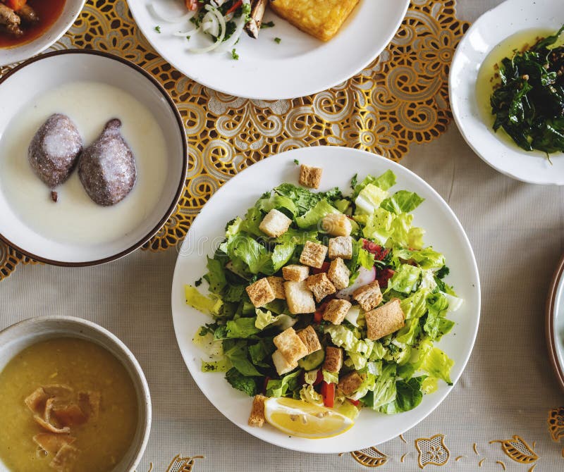 Delicious food for a Ramadan feast stock photography