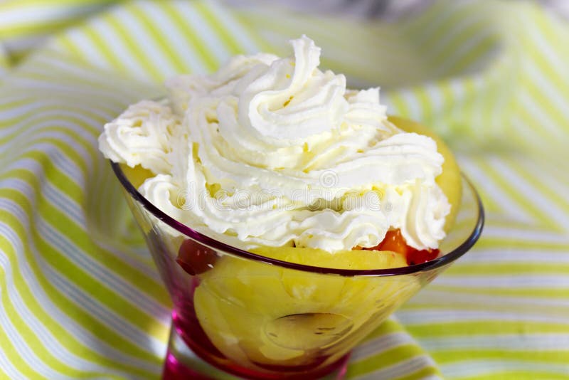 Delicious fresh fruit salad served in bowl as dess