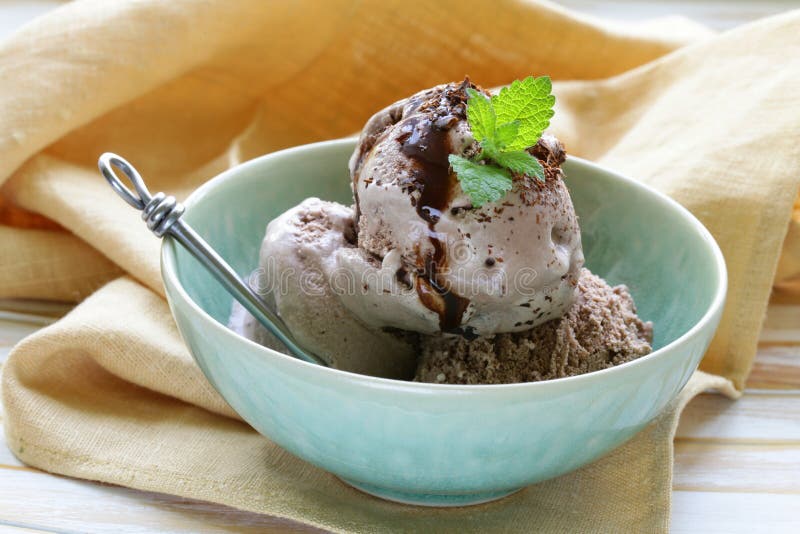 Delicious fresh homemade chocolate ice cream