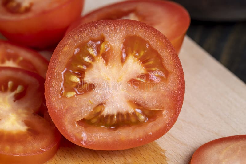 Delicious Fresh Tomato Cut into Chunks on the Table Stock Image Image