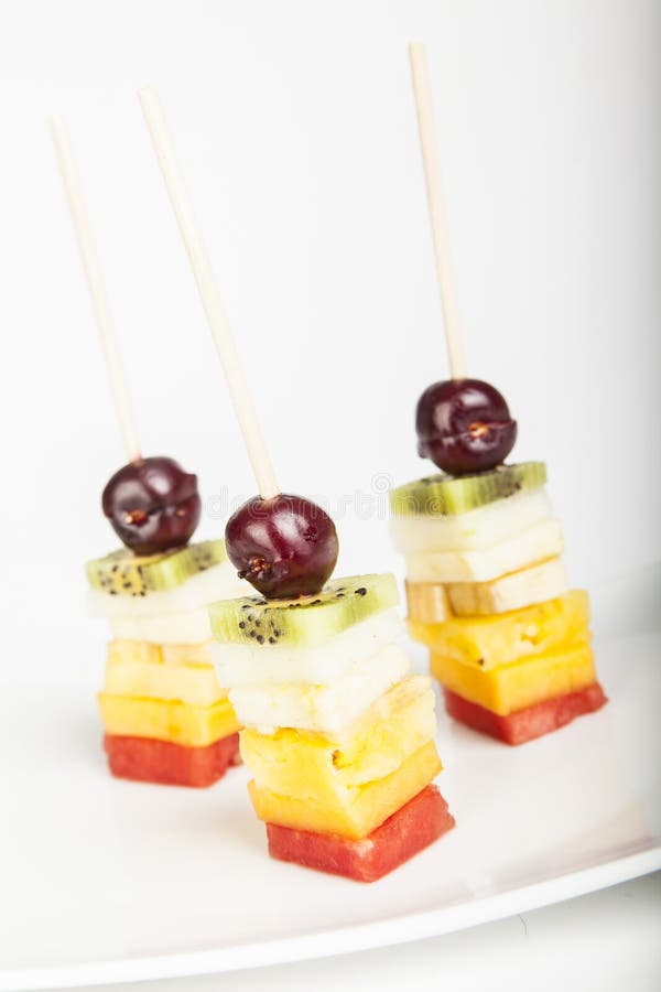 Delicious Fruit Kabobs Over White Stock Photos Free & RoyaltyFree