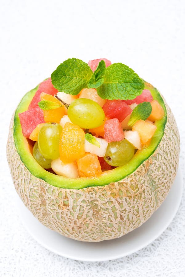 Delicious Fruit Salad in Melon Stock Image Image of melon, market