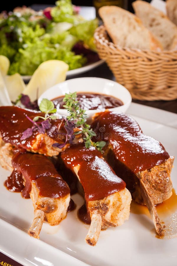 Delicious Grilled Pork Ribs Stock Image - Image of cuisine, catering ...