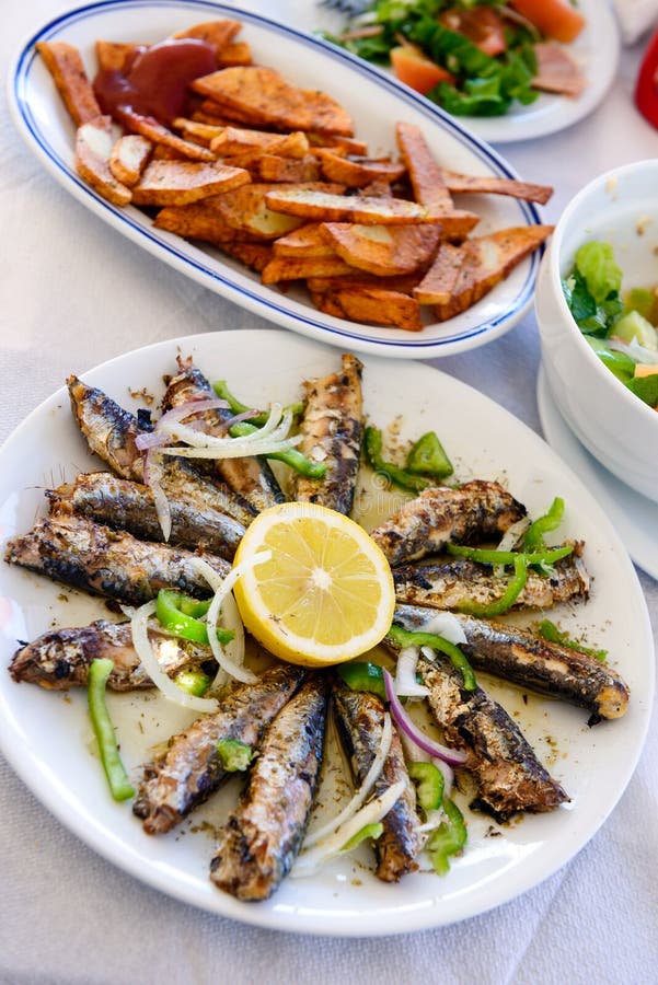 Grilled Sardines Plate With Potato Stock Image Image of cuisine, portugal 83889397