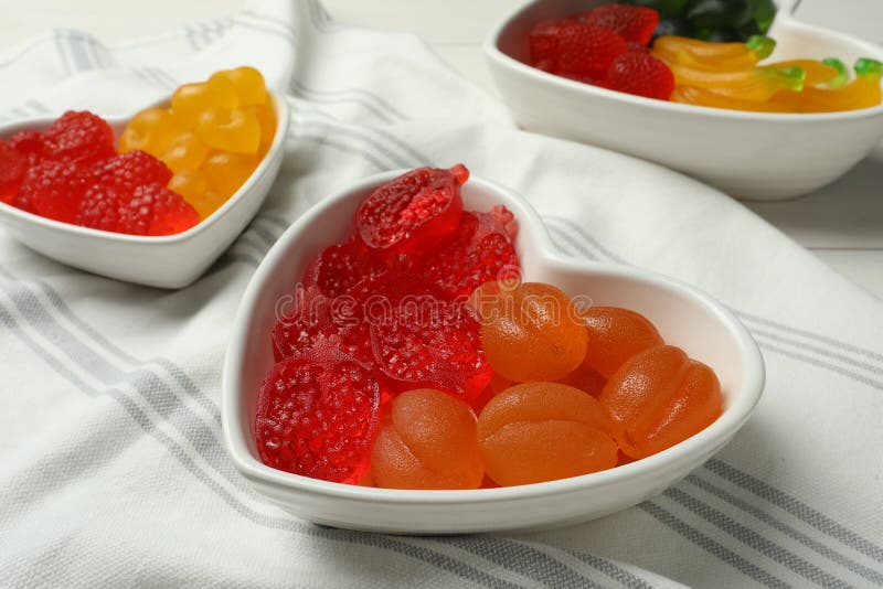 Delicious Gummy Fruit Shaped Candies on Table Stock Photo Image of