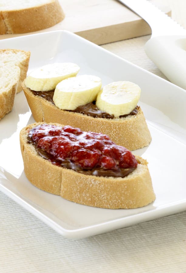 Delicious Hazelnut Spread and Fresh Jelly Sandwich Stock Image Image