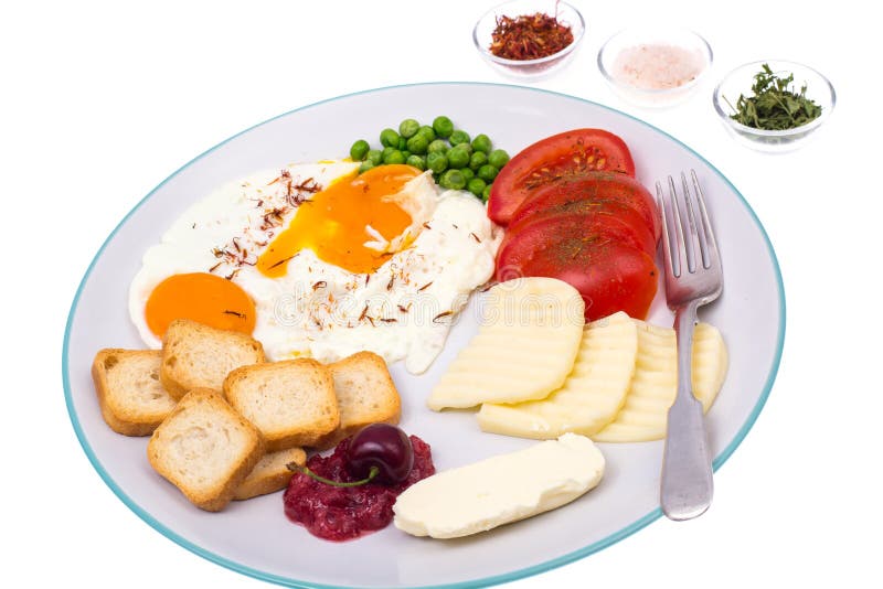 Delicious And Healthy Breakfast On Plate On White Stock Photo - Image