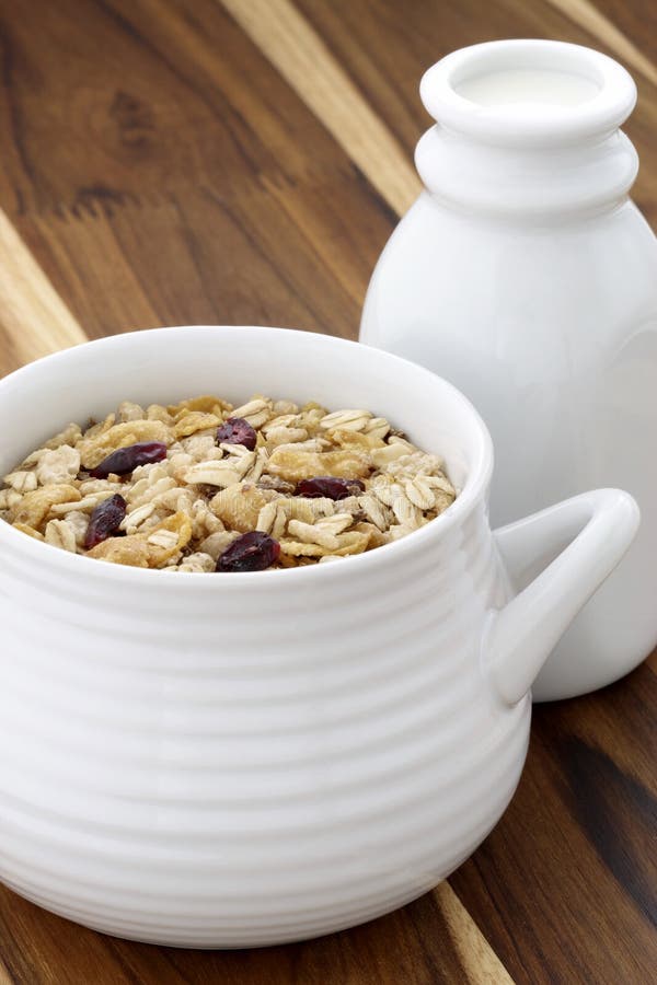 Delicious and Healthy Muesli with Fresh Milk Stock Photo Image of