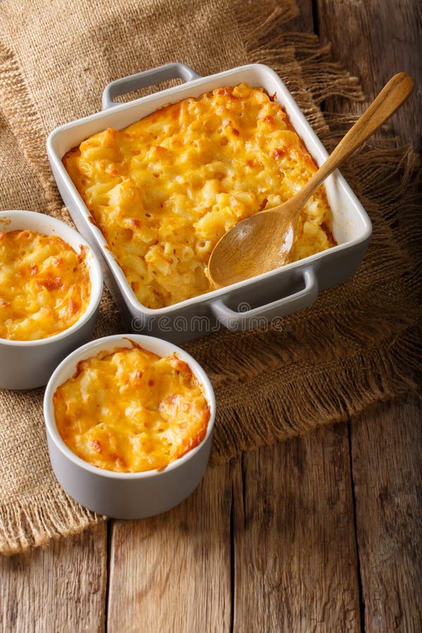 Delicious and hearty meal: casserole mac and cheese in a baking