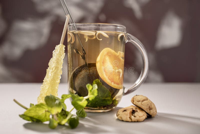 Delicious Herbal Tea with Ingredients Stock Image Image of health