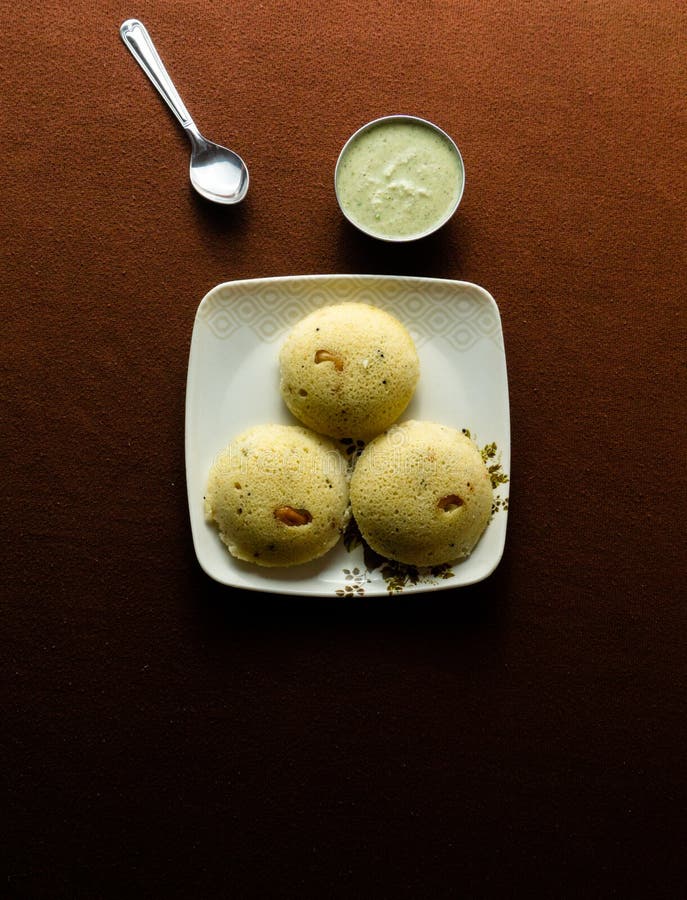 Rava Idli with Chutney and Tea on the Table Stock Image Image of