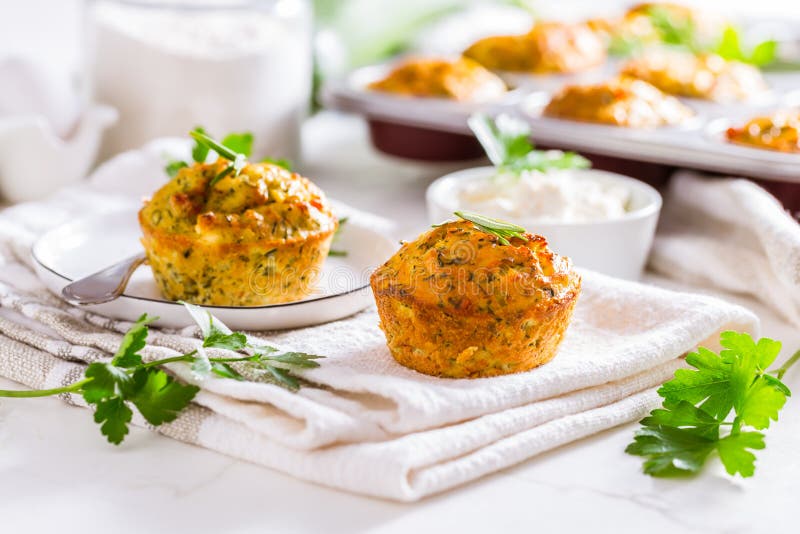 Delicious Homemade Zucchini Muffins with Feta Cheese Stock Photo ...