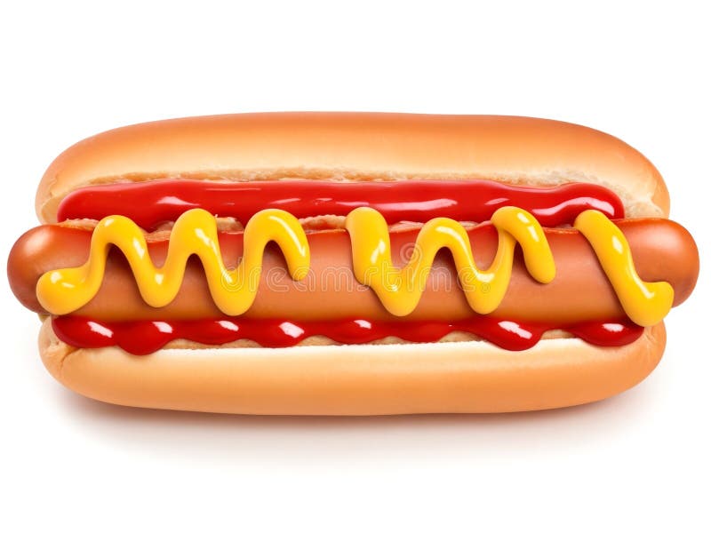 Delicious hot dog with ketchup and mustard isolated on white background vector illustration