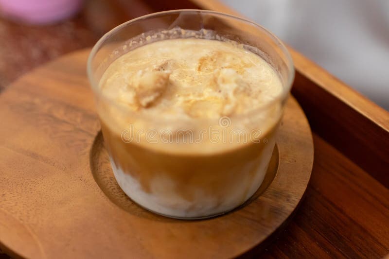 Delicious iced coffee served in a glass with creamy texture and rich flavor royalty free stock photos