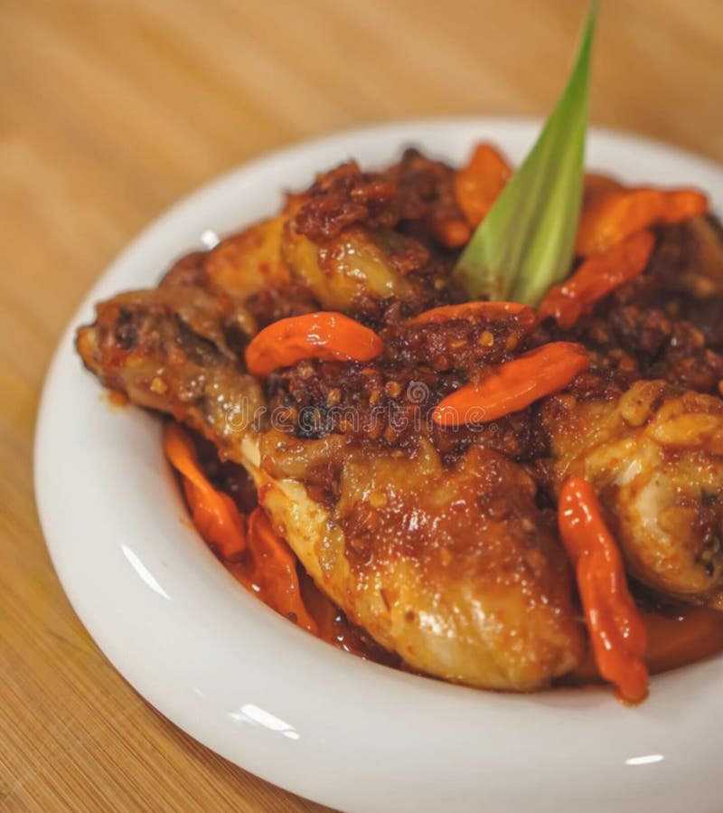 Delicious Indonesian Menu Spicy Fried Chicken Stock Image - Image of