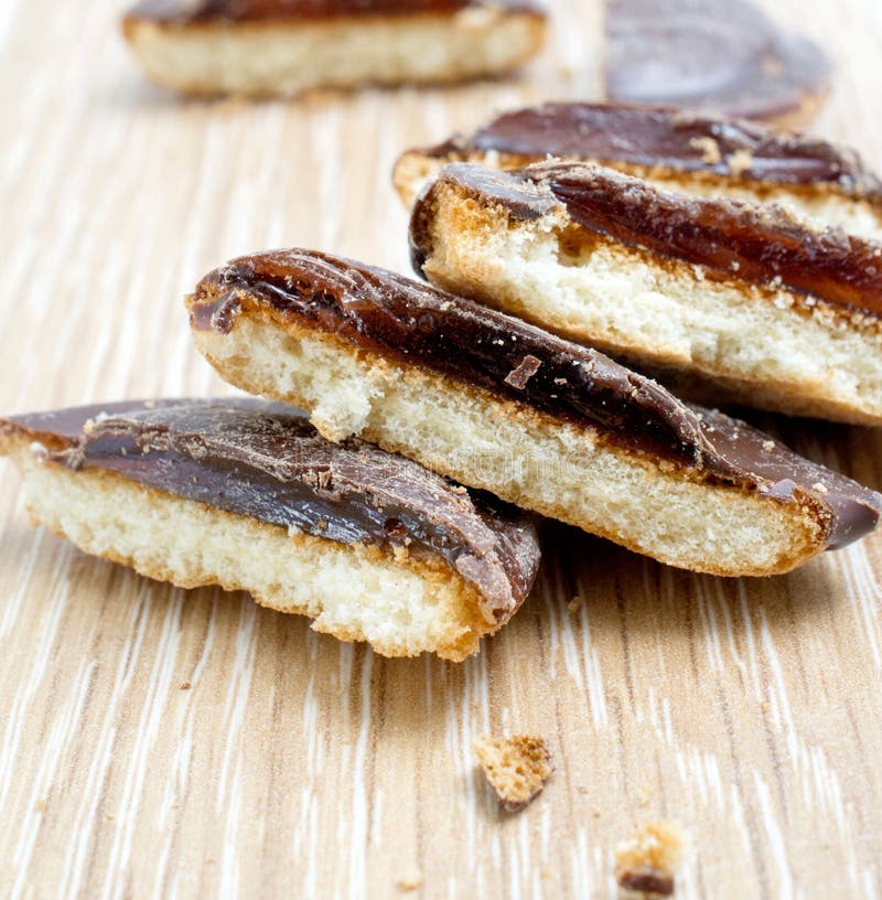 Delicious Jaffa Cakes. Cookies Covered with Dark Chocolate Stock Image
