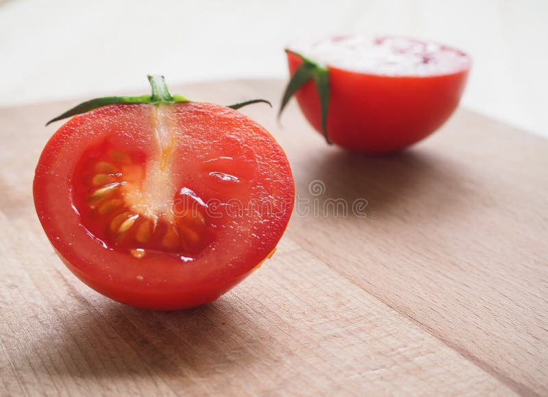 Delicious Juicy Red Tomatoes. Tomato Cut in Half. Stock Image Image