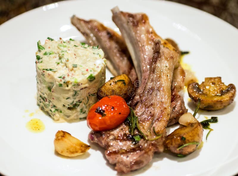 Delicious lamp chops stock photo. Image of garnish, lunch 54644304