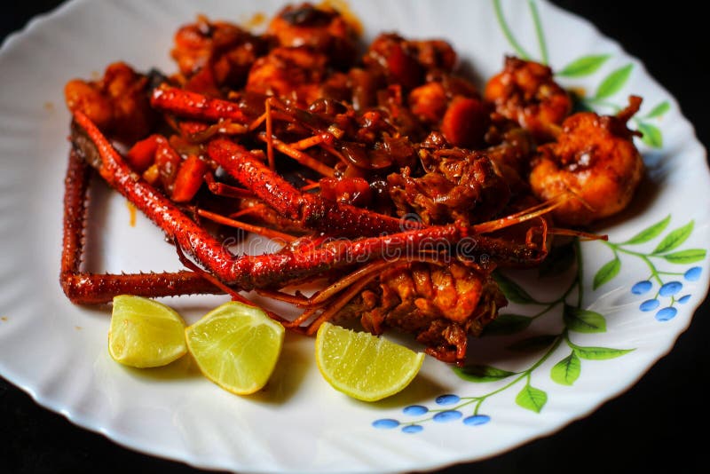 Delicious Lobster Curry in Plate with Lemon Stock Photo Image of