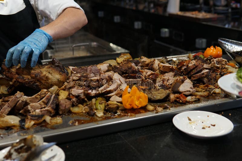 Delicious Meat Meal in the Kitchen of the Restaurant Breakfast Lunch