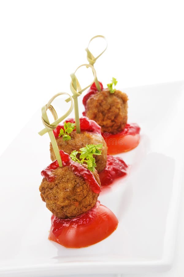 Delicious meatballs. stock photo. Image of canape, lunch 54674886