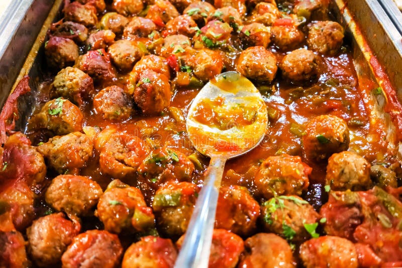 Delicious Meatballs with Tomato Sauce Stock Photo Image of buffet