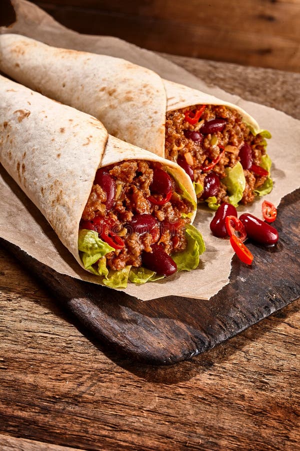 Delicious Mexican Wraps Spicy Chili Con Carne Stock Photos - Free ...