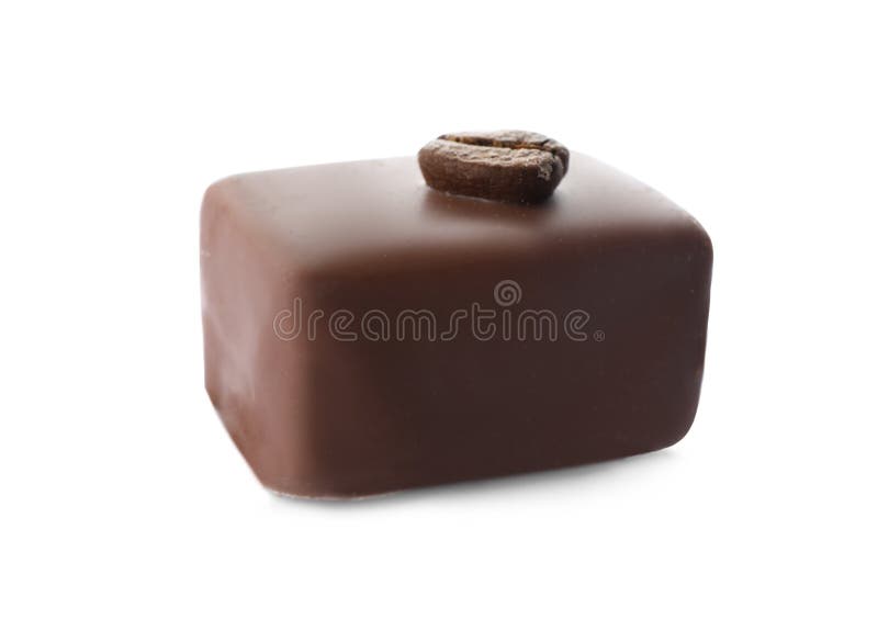 Delicious Milk Chocolate Candy with Coffee Bean Isolated Stock Image