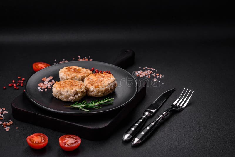 Delicious Minced Chicken Cutlets with Spices and Herbs Stock Image