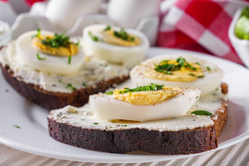 Delicious and Nutritious Cheese and Boiled Egg Sandwich Stock Photo