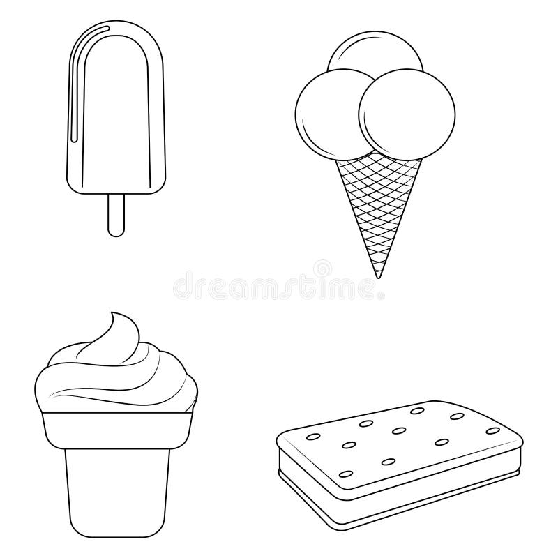 Delicious outline icecream stock vector. Illustration of dairy 105499229